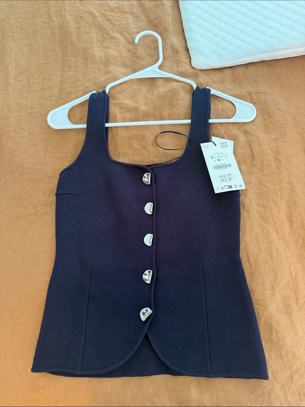 Zara Navy Tank Dress with Silver Accent Buttons